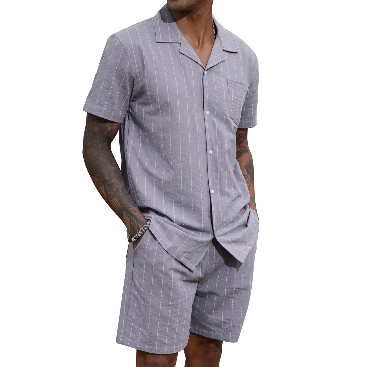 Set di camicie e pantaloncini da uomo casual a maniche corte hawaiane 2 pezzi moda abbottonatura giù estate spiaggia vacanze vestiti per uomo