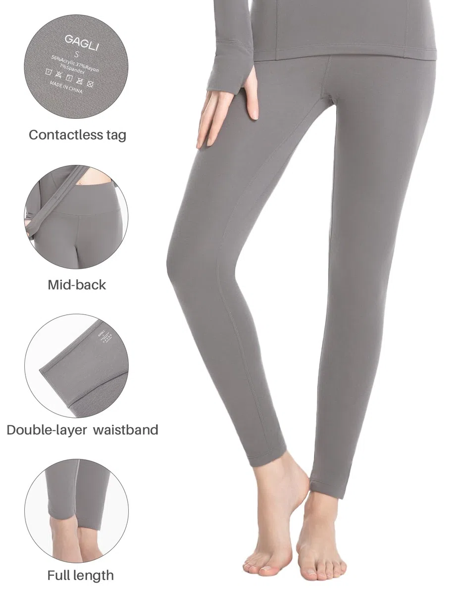 Leggings termici da donna, fodera in pile, biancheria intima a strato base, per la stagione fredda, pantaloni lunghi