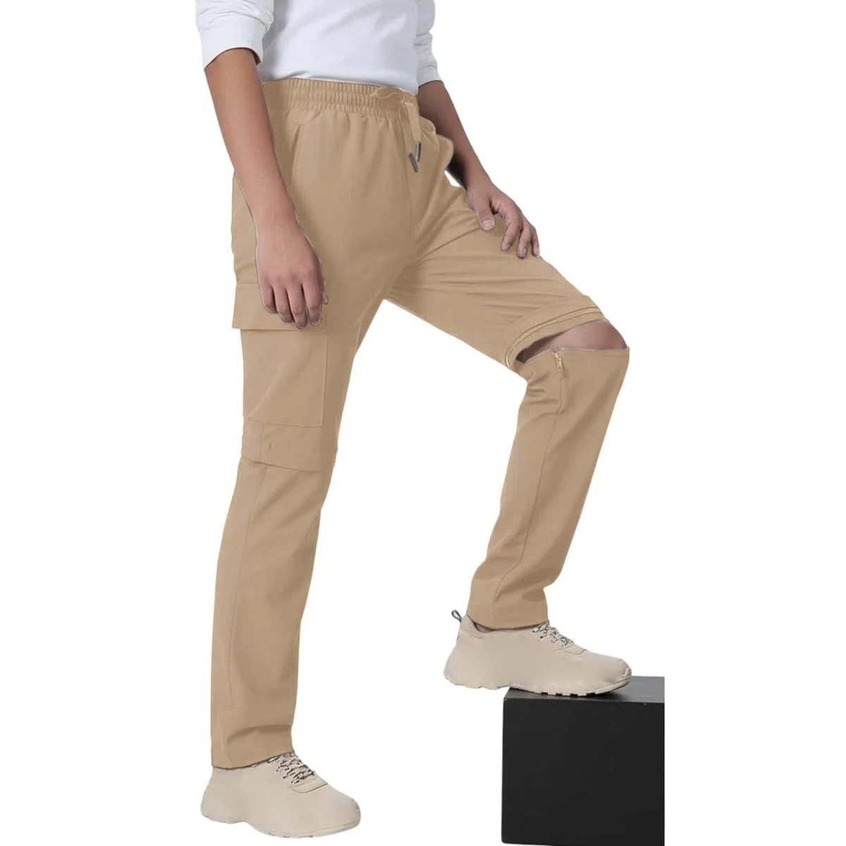 Pantaloni convertibili per bambini pantaloni impermeabili a gamba dritta con zip off pantaloncini cargo da passeggio all'aperto pantaloni da trekking casual multi tasca joggers