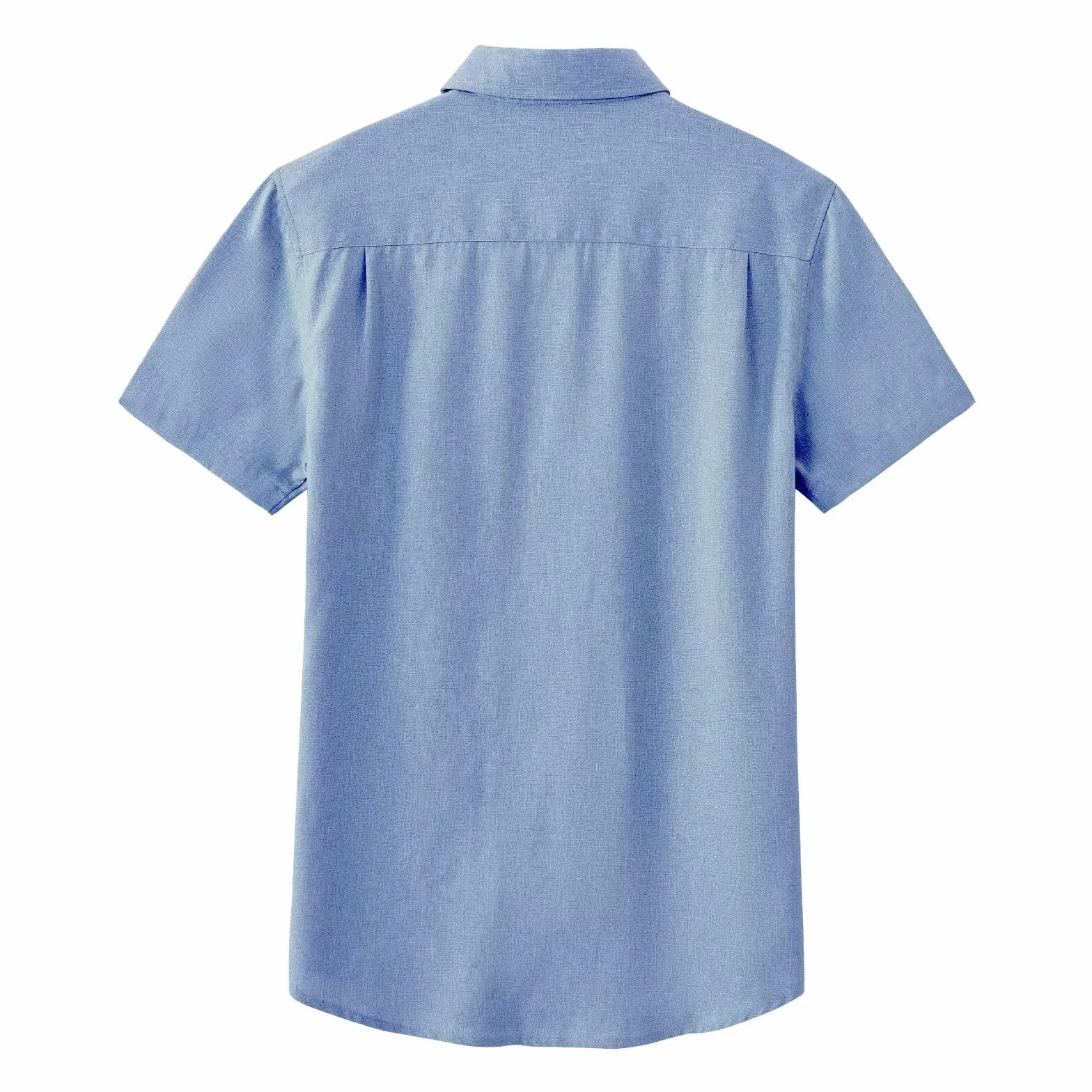 Camicia Lino Uomo Manica Corta Estiva Casual con Taschino