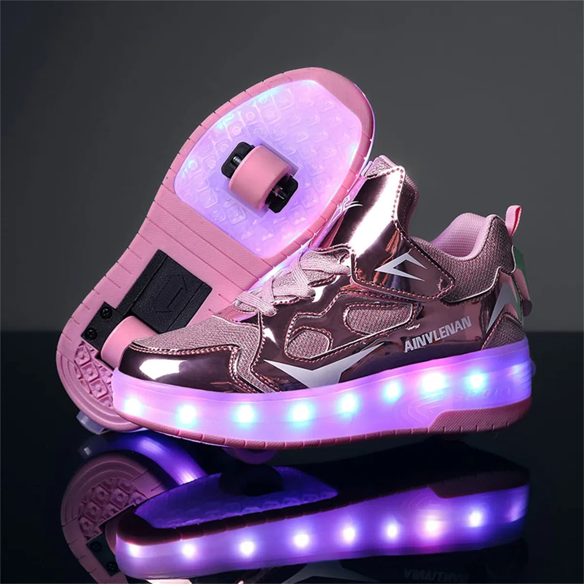 Scarpe con rotelle da Bambina Scarpe con luci Ragazza Scarpe da LED Ruota Skateboard Sneaker Sportive con Rotelle Multisports Skateboard Sneaker con Ruote per Bambini epifania natale compleanno regalo