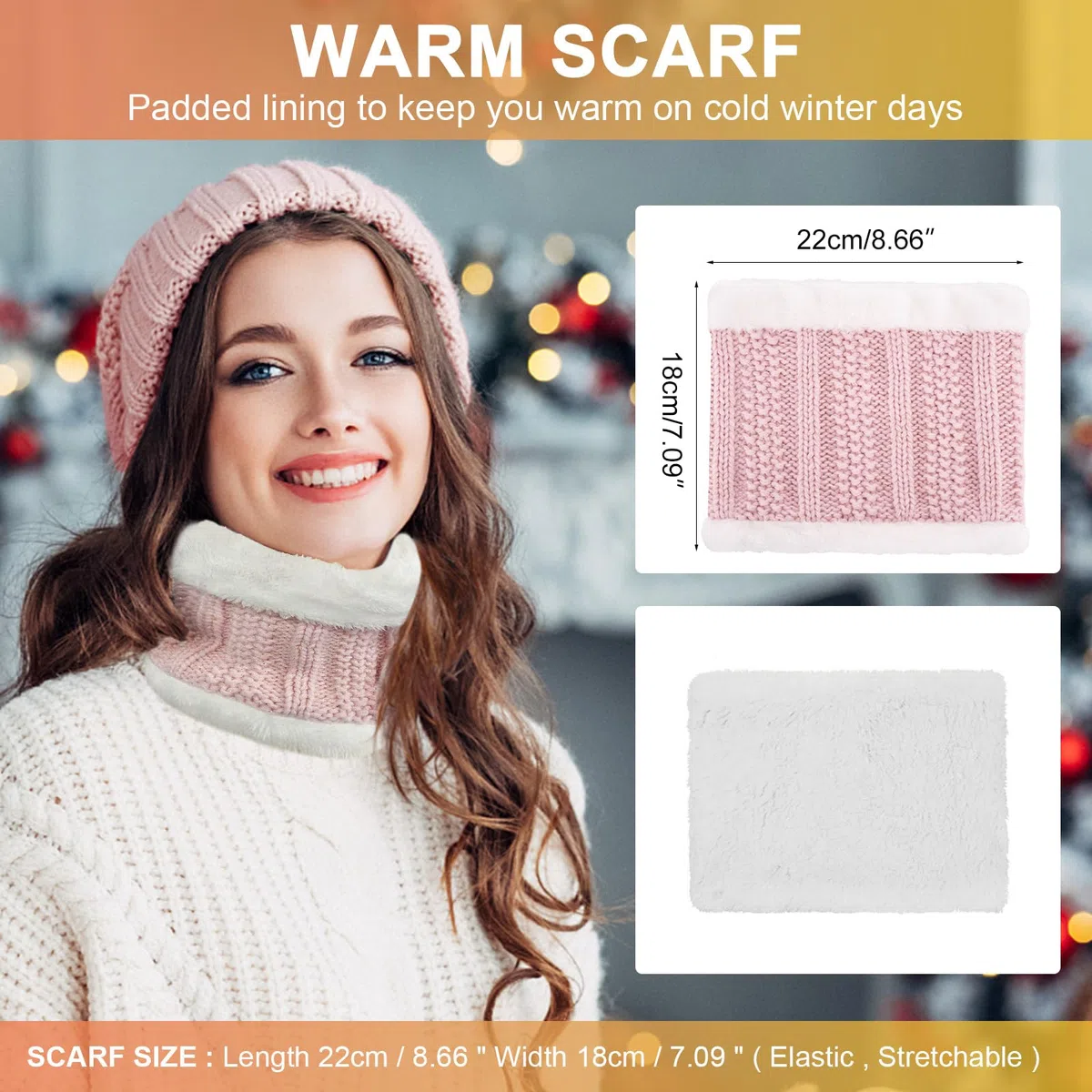 Voqeen 5 Pezzi Donne Sci Inverno Gita Set Magliere Cappello Sciarpa Touch Screen Guanti Paraorecchie Calze per Sport all'aperto Jogging Sci Escursionismo