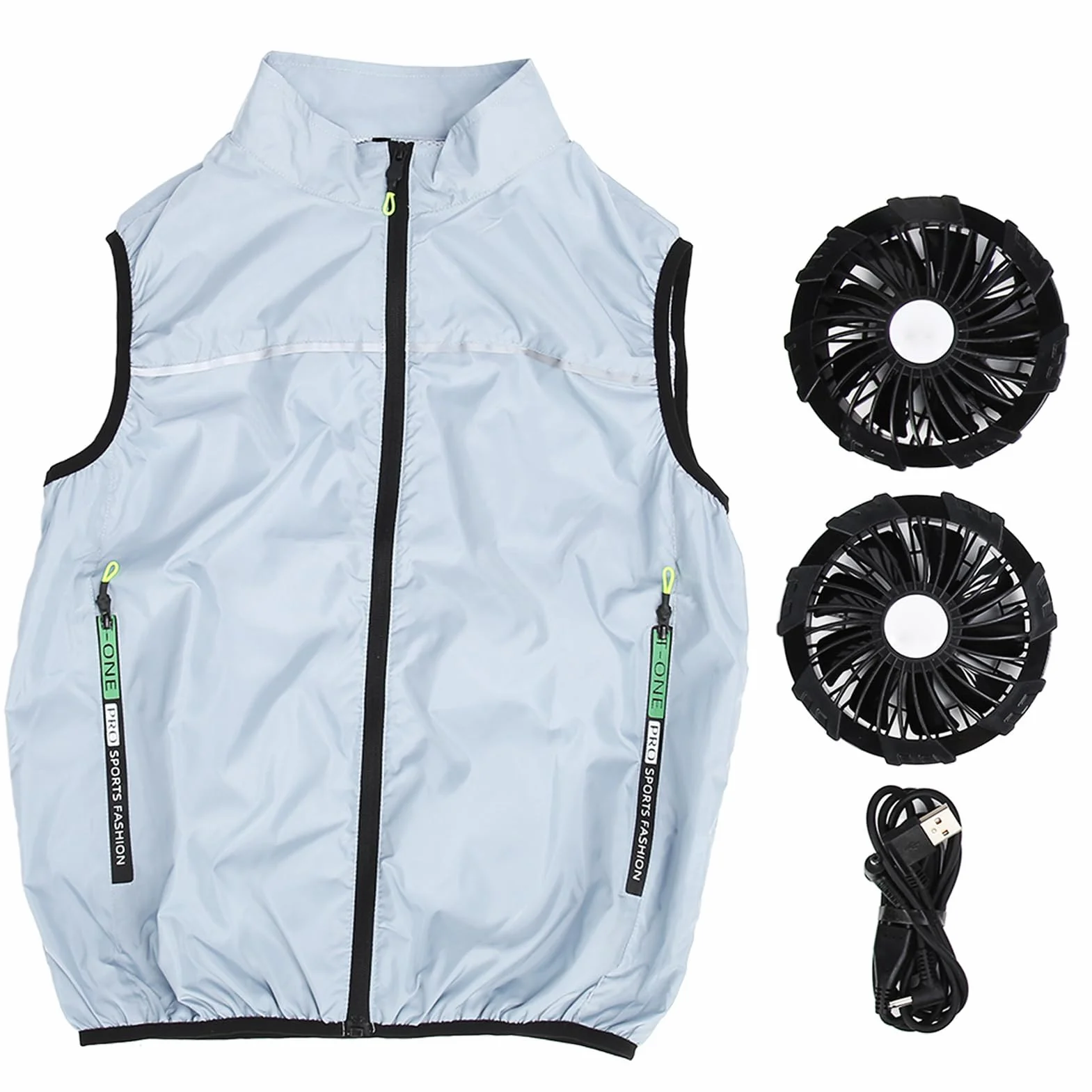 Gilet Rinfrescante per Uomo Donna, Include 2 Ventole Portatili a 3 Velocità, Vestiti per Condizionatori D'aria con Tasche per la Stagione Calda, Viaggi All'aperto, Lavoro Estivo(L)