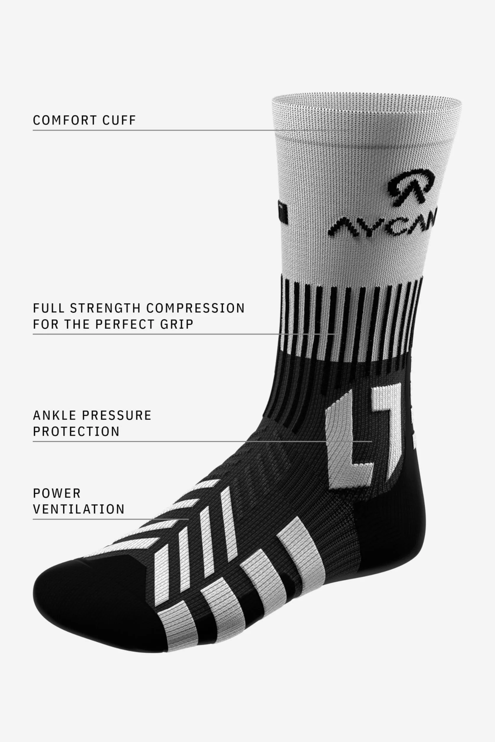 Powerlight - Calzini da hockey su ghiaccio, ultra leggeri, ad asciugatura rapida, senza cuciture, con protezione contro i lacci e vestibilità perfetta sul pattino, colore: Nero