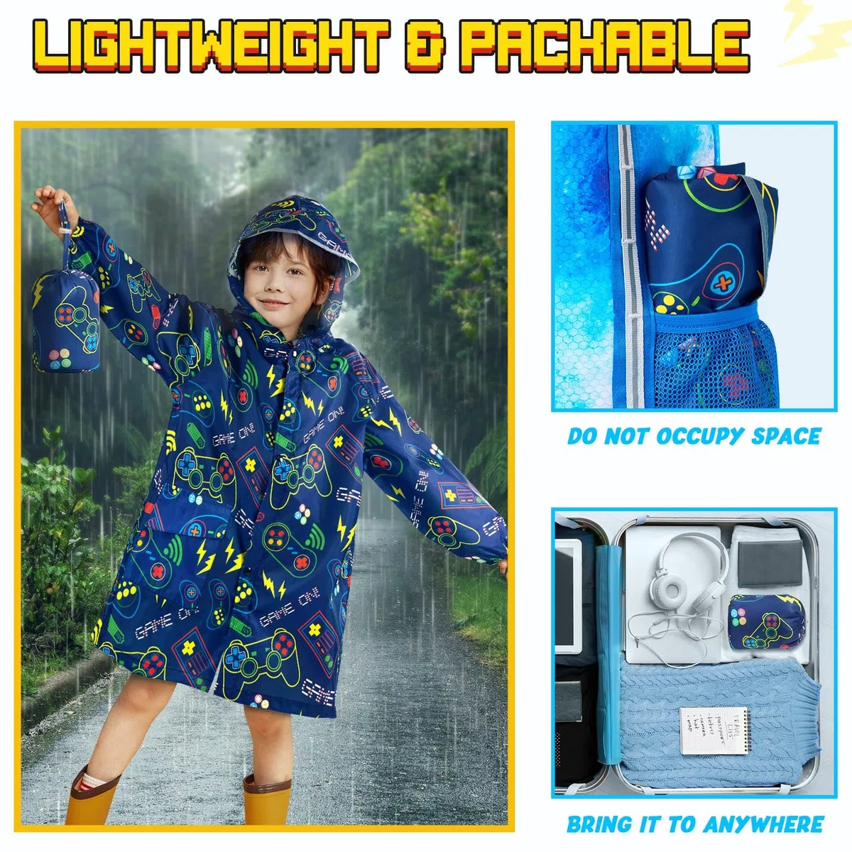 WAWSAM poncho Impermeabile Bambini Giacca Antipioggia Leggera per Ragazzi