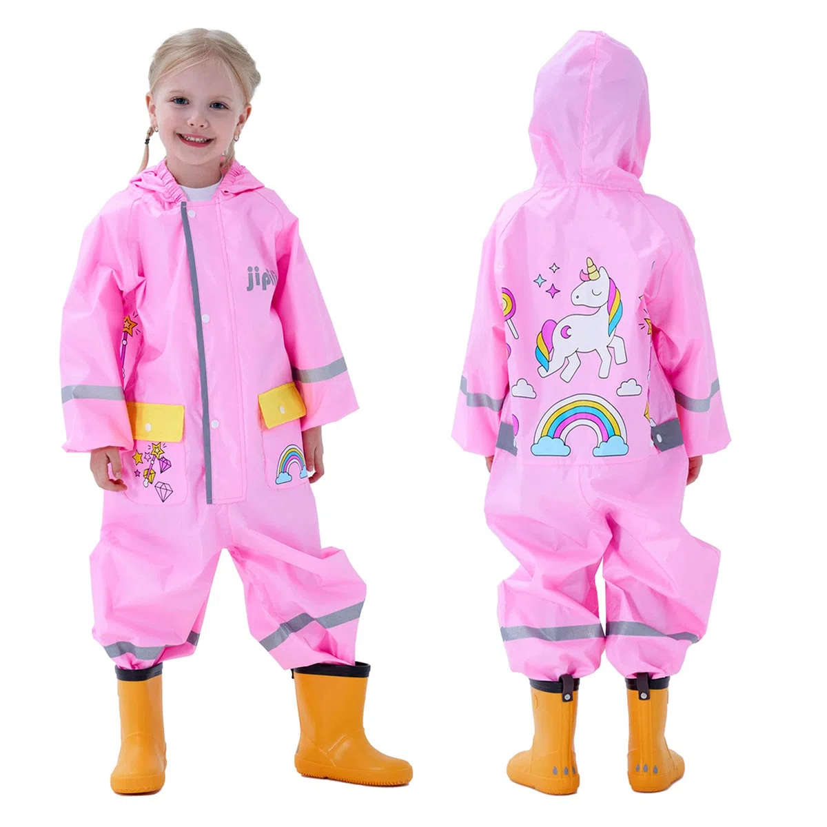 Impermeabile Bambini Cappuccio Antipioggia Unisex Leggero Pioggia Tuta Antivento Tutto in Uno Sportivo Poncho Antipioggia Cartoni Animati Scuola Bambine Bambino Bimbo Bimba Asilo 1-8 Anni