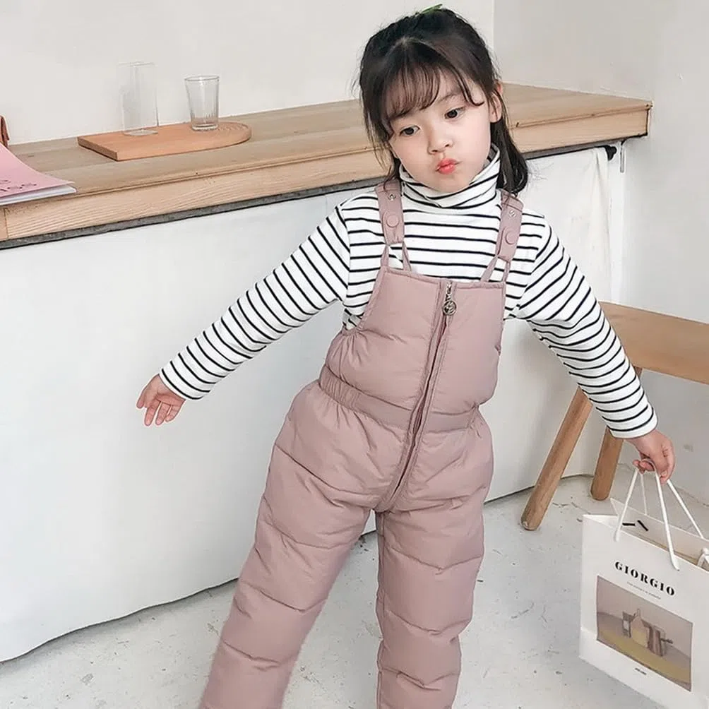 Baby Pantaloni Invernali Leggeri Piumini Pantaloni da Neve Ragazze Ragazzi Spessi Caldi Invernali Salopette Toddler Antivento Pantaloni da Sci Outdoor per Bambini 1-4 Anni