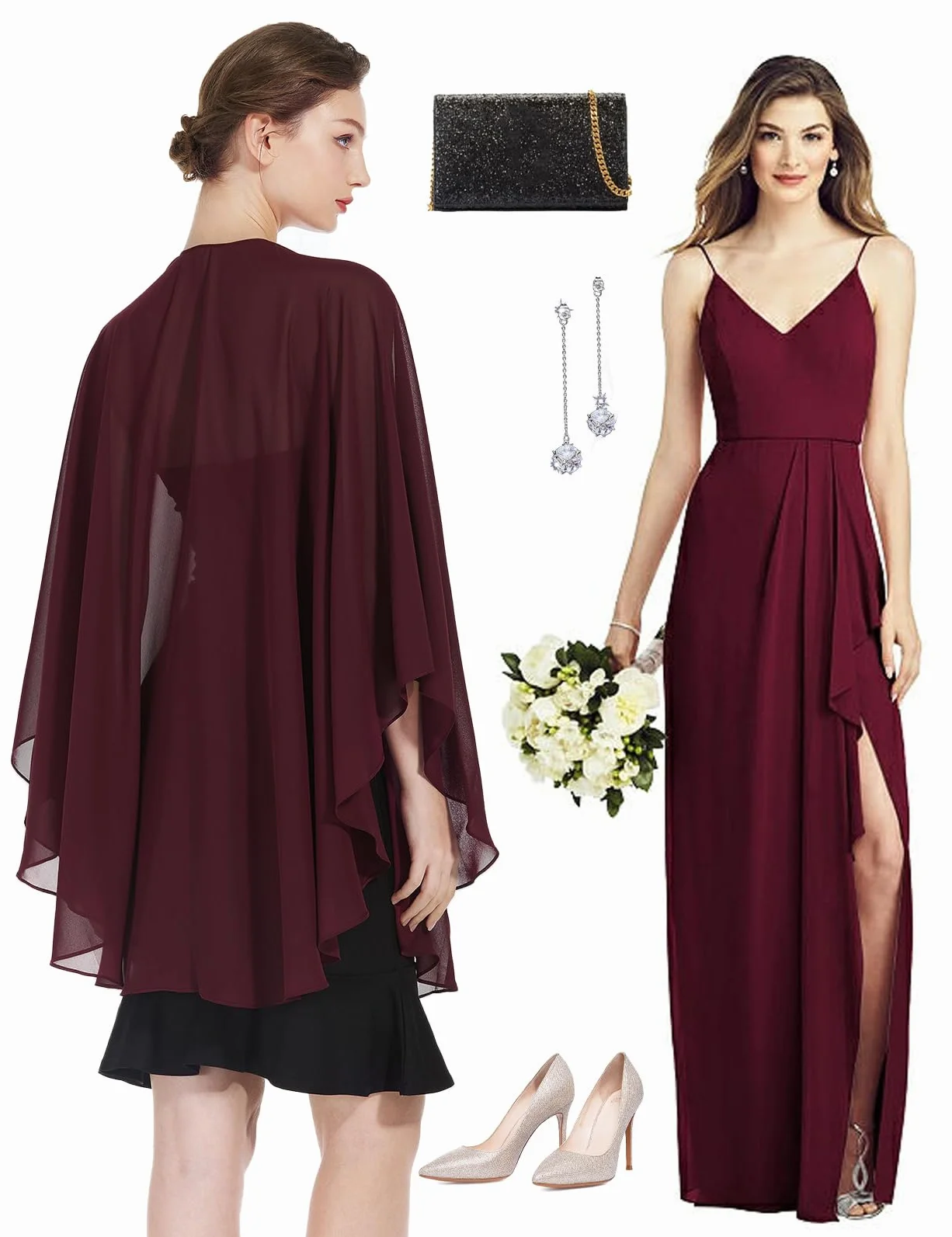 BEAUTELICATE Scialle Donna Elegante per Cerimonia Taglie Forti Chiffon Coprispalle Sheer Stola Donna per Matrimonio Estivo Sposa Abiti
