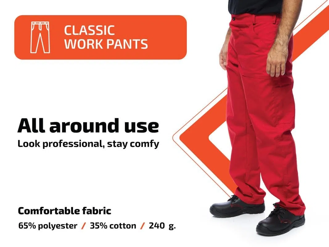 Pantaloni da lavoro da uomo, pantaloni da lavoro modello classico, pantaloni cargo, abiti da lavoro, Made in EU, Colori diversi