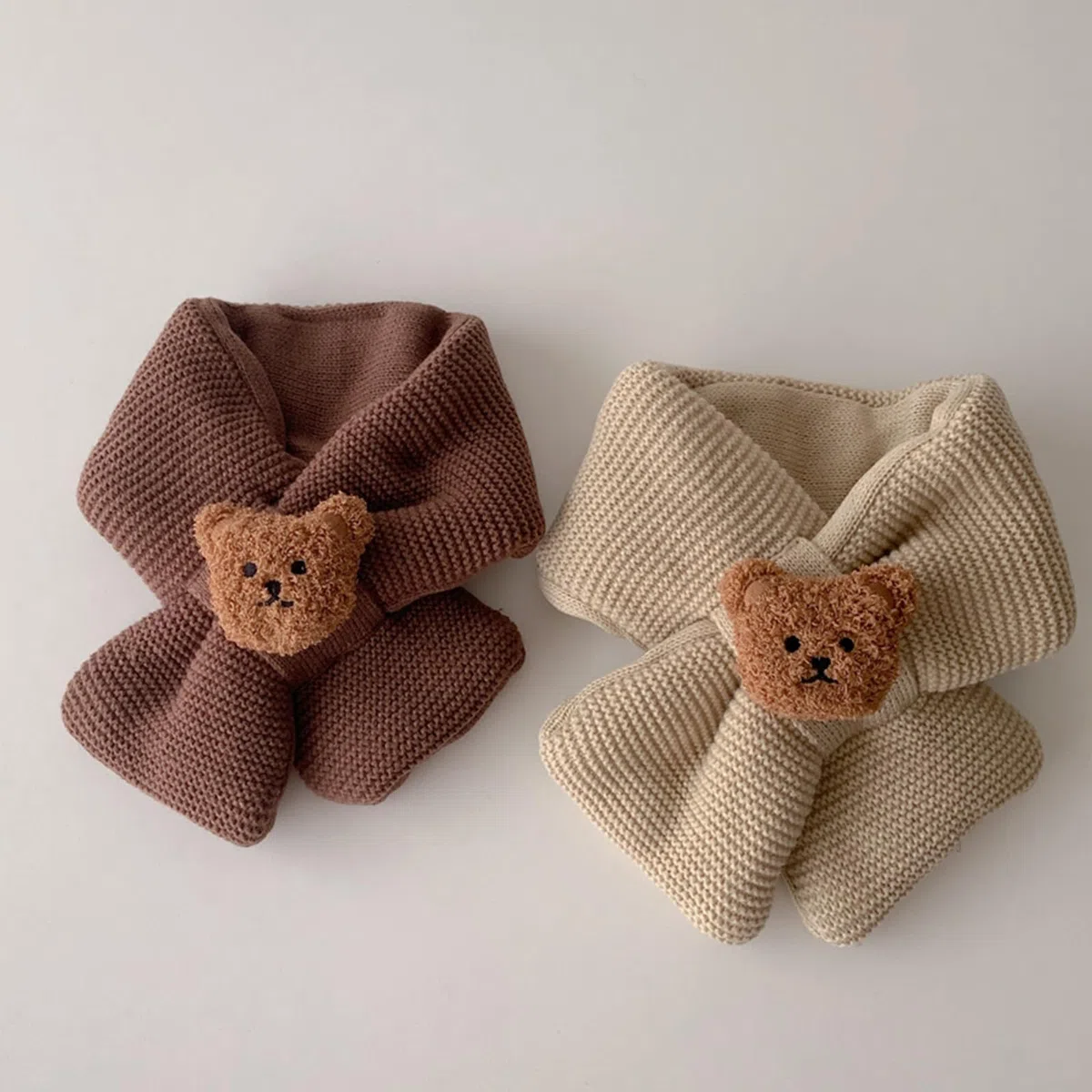 Sciarpa invernale calda con orso, in lana, per bambini, ragazzi, ragazze, bambini, fazzoletto da collo (0-3 anni)