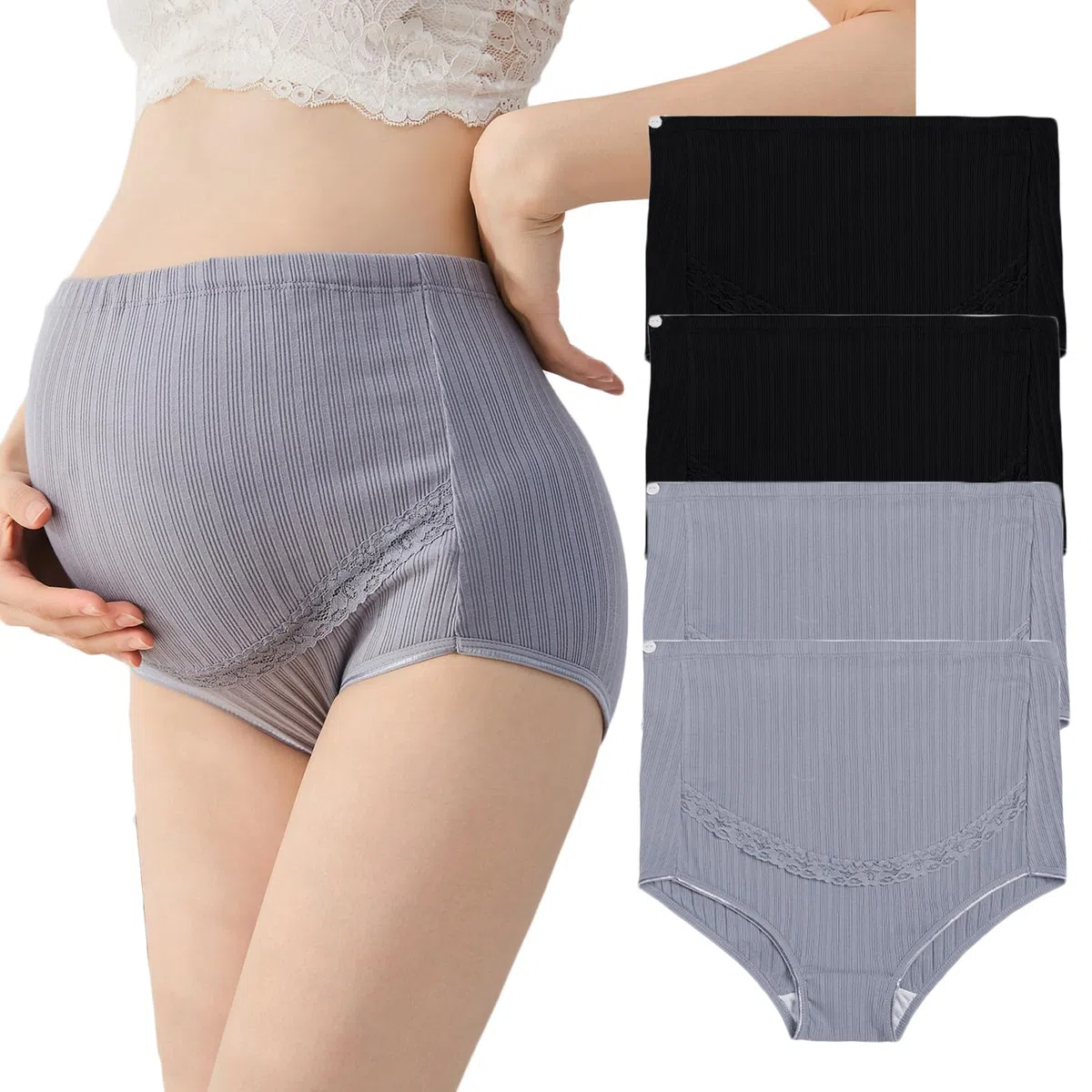 Biancheria intima premaman in cotone a vita alta regolabile gravidanza senza cuciture morbide mutandine hipster sopra il pancione confezione da 4