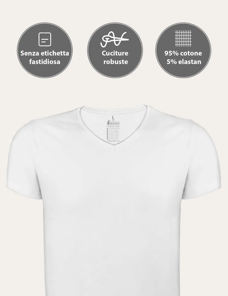 ALPIDEX Pacco da 4 Canotte da Uomo T Shirt Scollo a V 100% Cotone Magliette Intime Canottiere Maniche Corte Elasticizzata