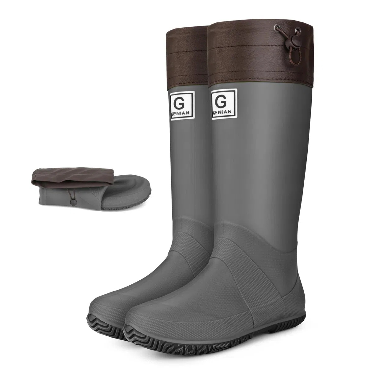 Stivali di gomma da donna alti pieghevoli, impermeabili, per pioggia, attività all'aperto, escursionismo, passeggiate con cani, scarpe da giardino, scarpe da pioggia, scarpe da acqua, Chelsea