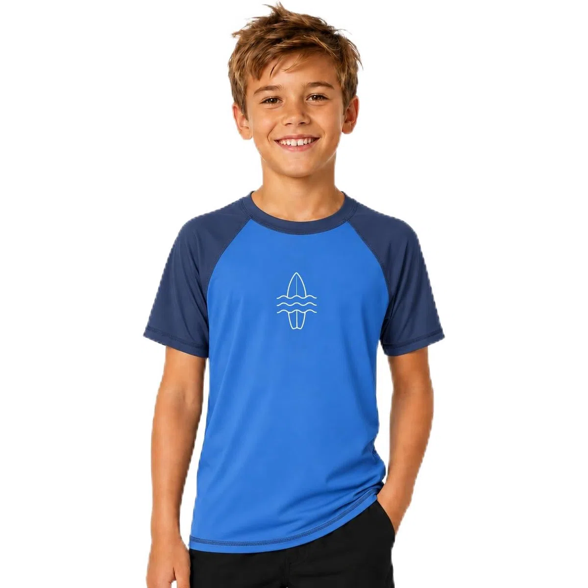 Rashguard 104-164 - Maglietta da bagno a maniche corte con scollo rotondo, da ragazzo