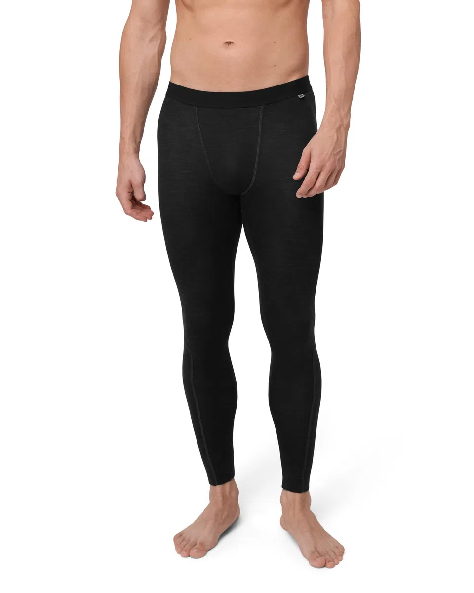 DANISH ENDURANCE Pantaloni Termici Uomo in Lana Merino, Leggings Invernali per Sci, Trekking, con o Senza Apertura Frontale
