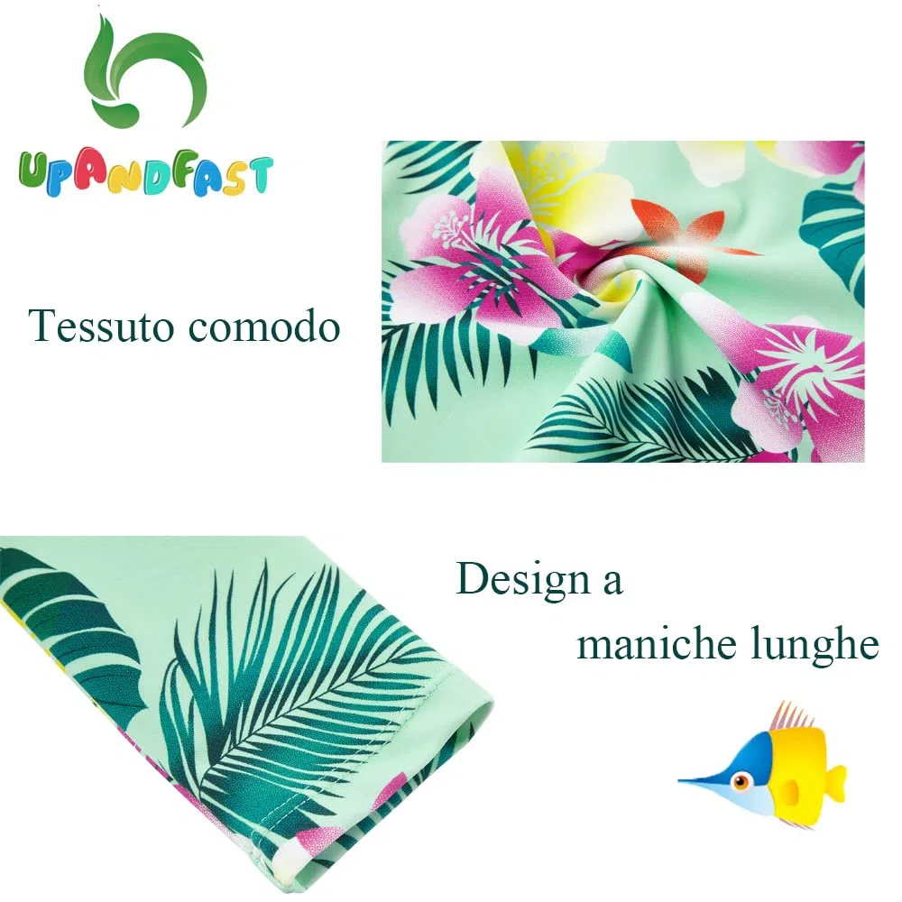 upandfast Costume da Bagno Intero per Neonate con Cerniera e Cappello da Sole UPF 50+
