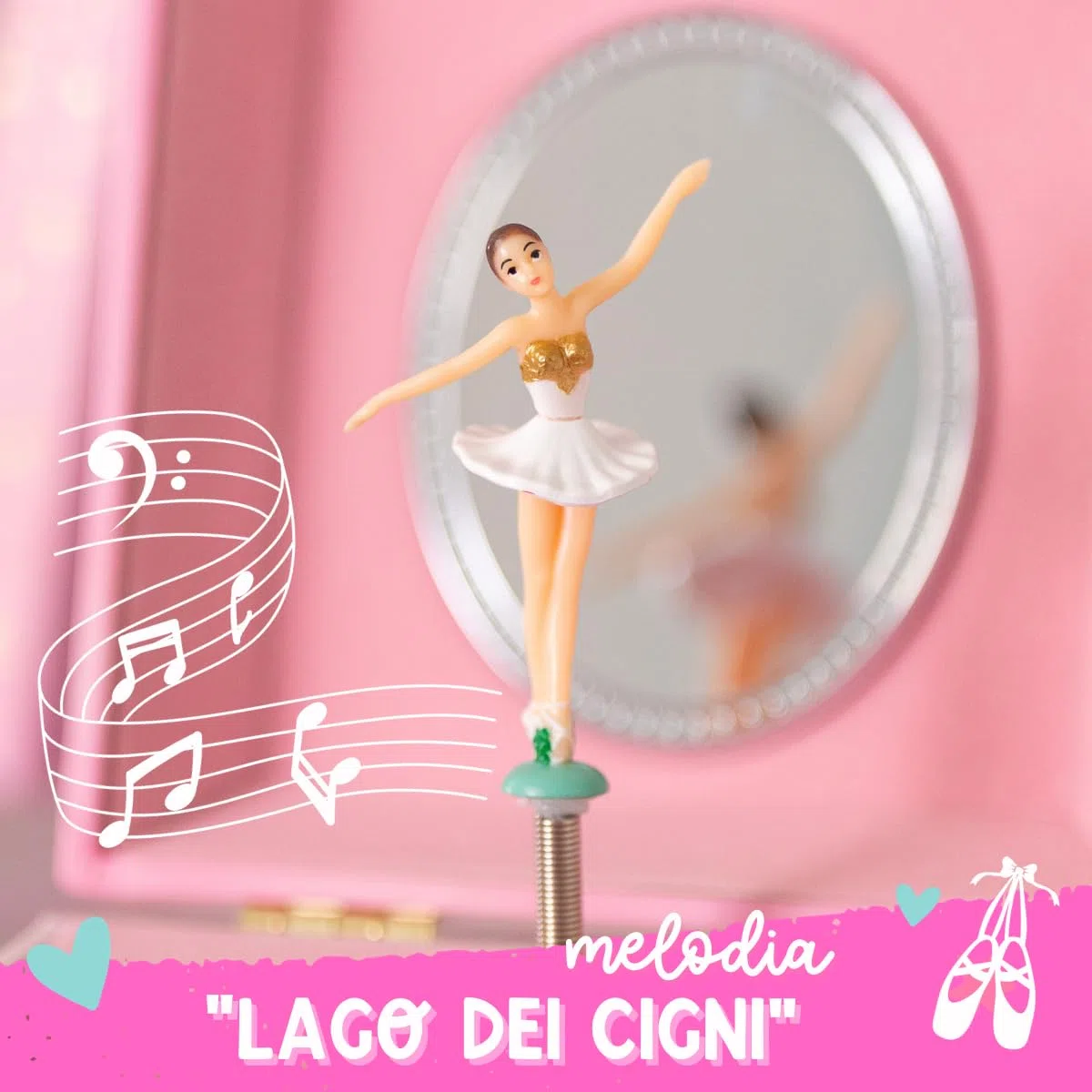 Scatola Musicale per Bambine - Portagioie Carillon per Bambini con Ballerina Rotante, Regali di Compleanno Balletto per Bambine, Scatole per Gioielli, 17,1 x 13,3 x 15,2 cm - 3-10 anni, Rosa