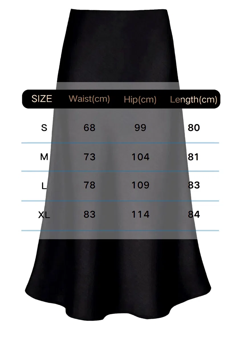Gonna Raso Lunga da Donna Vita Alta Elegante Elastico Gonna Satin Casual Midi Gonne A Linea Ufficio Seta Pieghe Skirt a Mezza Autunno