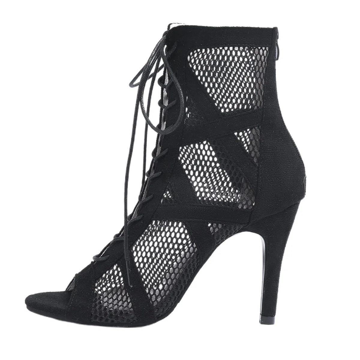 Generico Heels Dance Bootie in Rete Scarpe da Ballo Donna con Tacco 7/10 cm Eleganti Decollete Scarpe Donna Sandali Tacco Punta Aperta con Lacci Tacchi Heels per Classe Danza Performance
