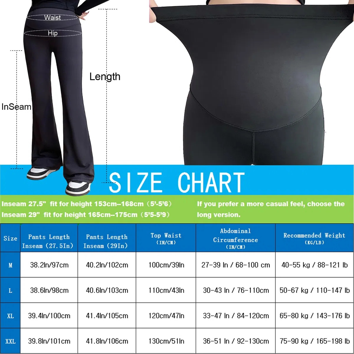Alled Leggings Premaman sul Pancione, Leggings Premaman Morbidi e Burrosi Flare, Pantaloni Premaman da Donna Yoga Bootcut in Gravidanza per Lavoro Lounge Sportivi