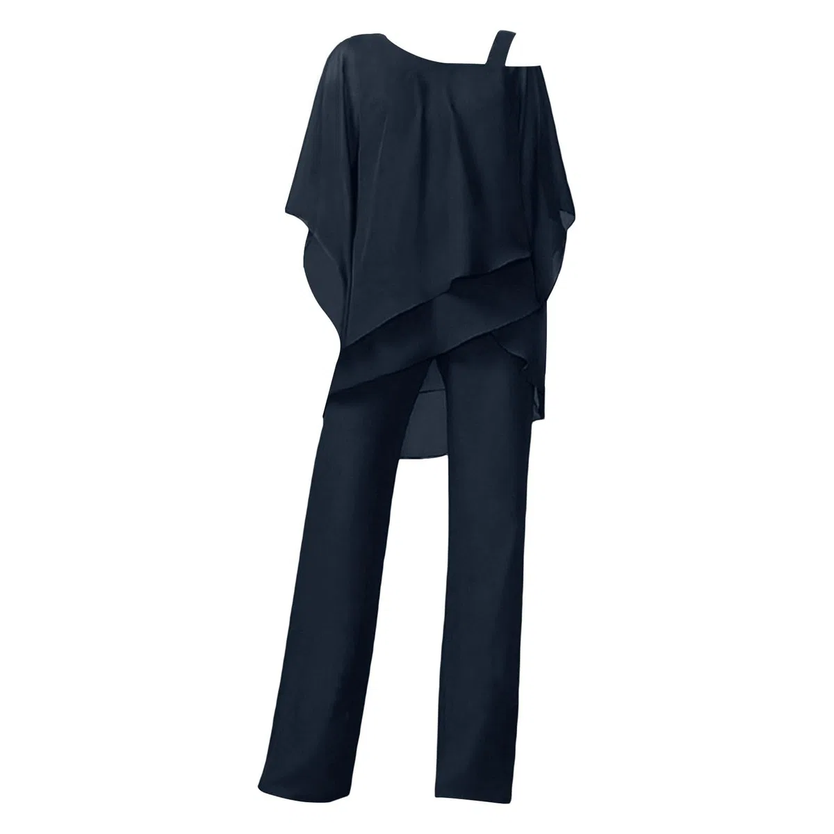 Generico Tuta Donna Elegante Cerimonia 2 Pezzi Completi di Pantaloni a Gamba Larga Moda Vestito Casual Completi Comode Tinta Unita Set Completo Curvy Playsuit Chic per Matrimoni e Feste