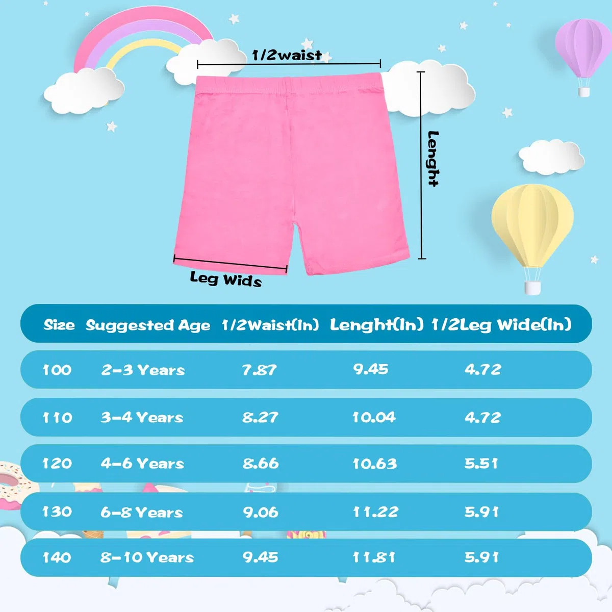 Leggings corti da scuola per ragazze, pantaloncini da danza traspiranti e comodi, confezione da 10 (2-10 anni)