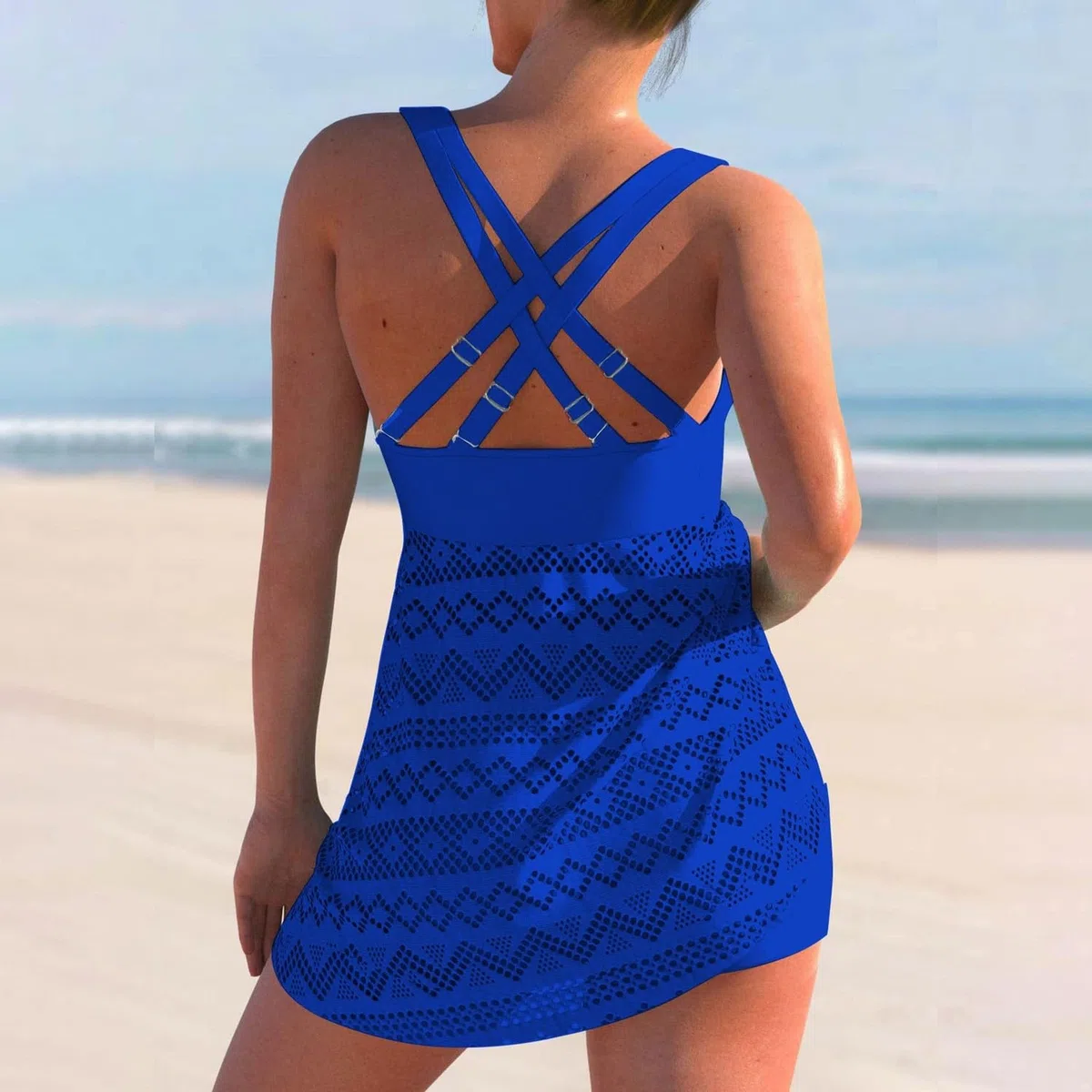 Tankini Donna Mare Costume da Bagno con Scollo a V Bikini da Donna Set da 2 Pezzi