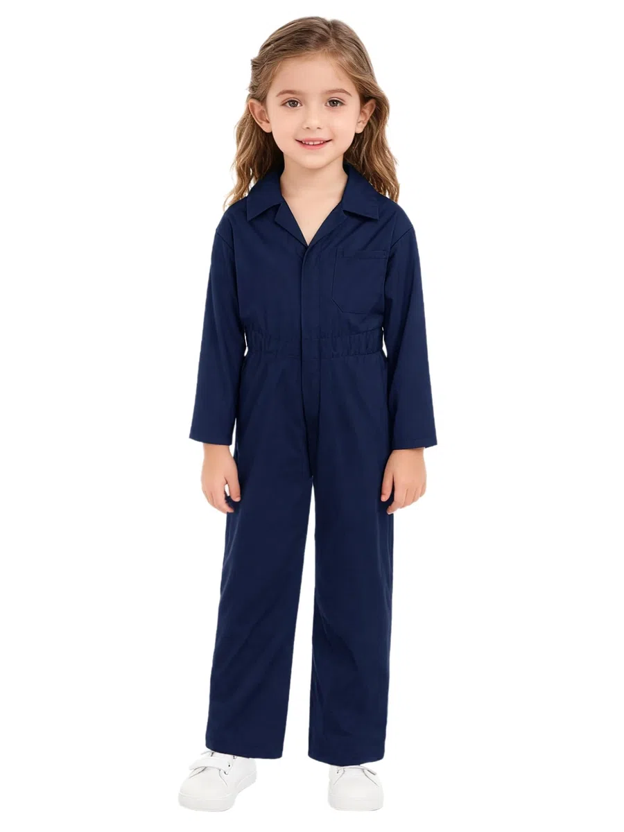 Salopette da Lavoro Bambini Ragazzi Tuta Intera a Manica Lunga Tuta Meccanico Protettiva con Cerniera e Tasca Romper Pagliaccetto Tinta Unita Workwear
