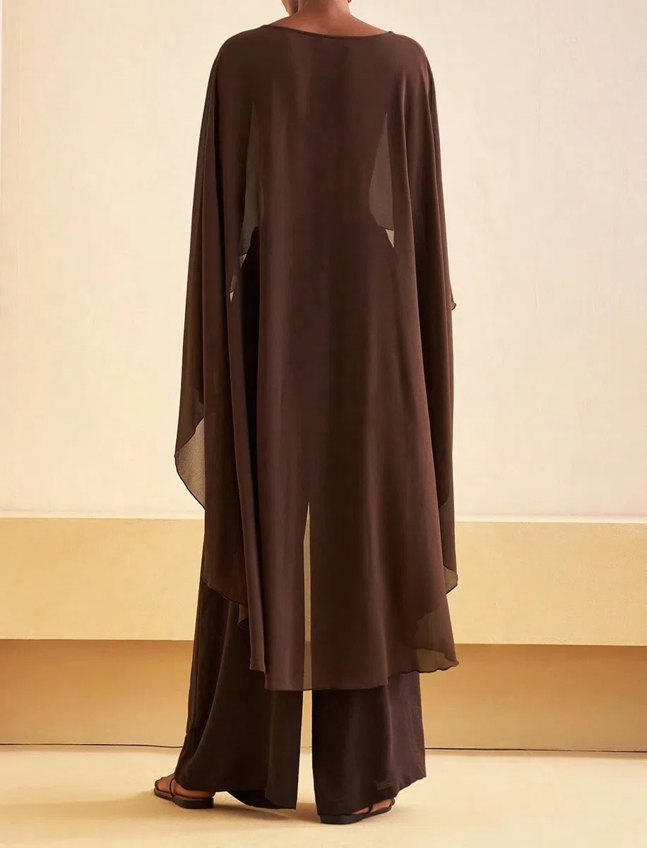 Aonoapll Mantello lungo da donna in chiffon, poncho, scialle in rete velata, scialle e involucri per abito da sera per matrimonio