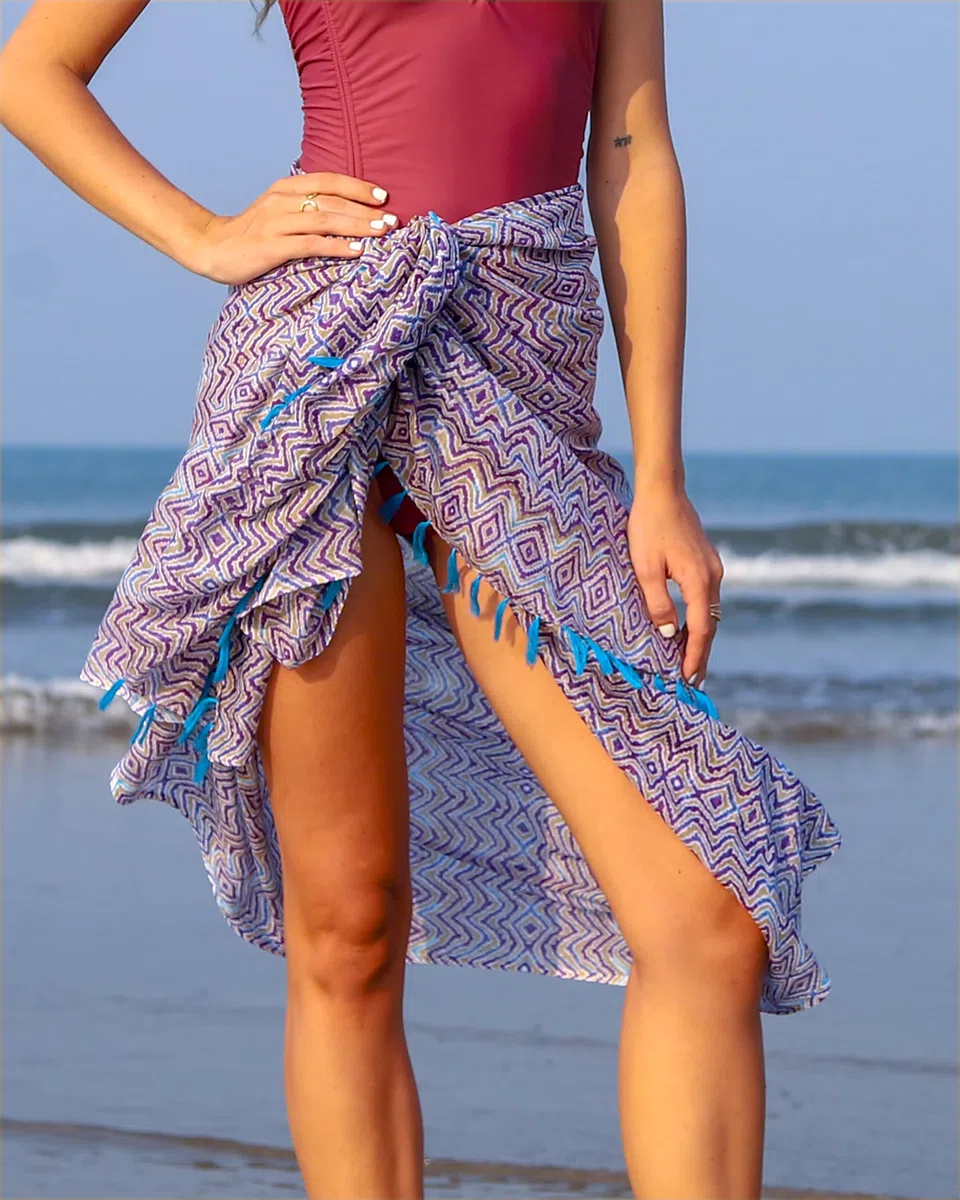 Pareo da Spiaggia Donna Lungo Grande Cottone Nappa Sarong Boho XXL Copricostume Mare Bikibi Cover Up Tunica Sclarpa Gonna Decorazione Murale Arazzo da Parete 180X120Cm Rayon Fatto in India