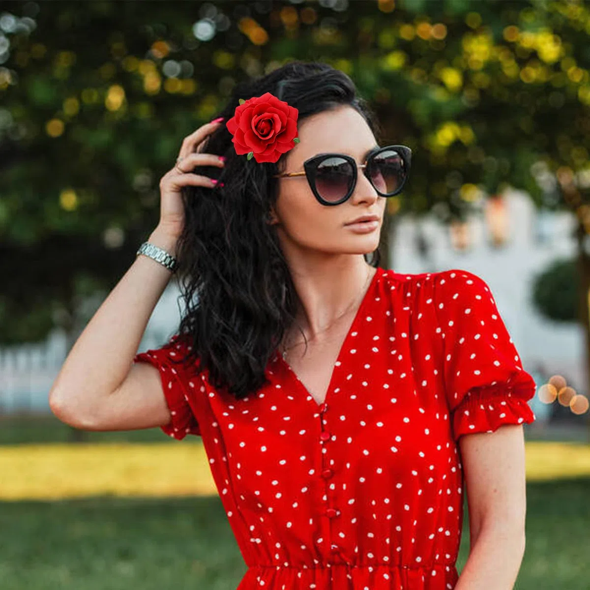 Dizila Confezione da 12 spille vintage a forma di ballerina di flamenco, a forma di rosa rossa, stile messicano, fermagli per capelli, per feste, matrimoni, acconciature da sposa, per donne e ragazze