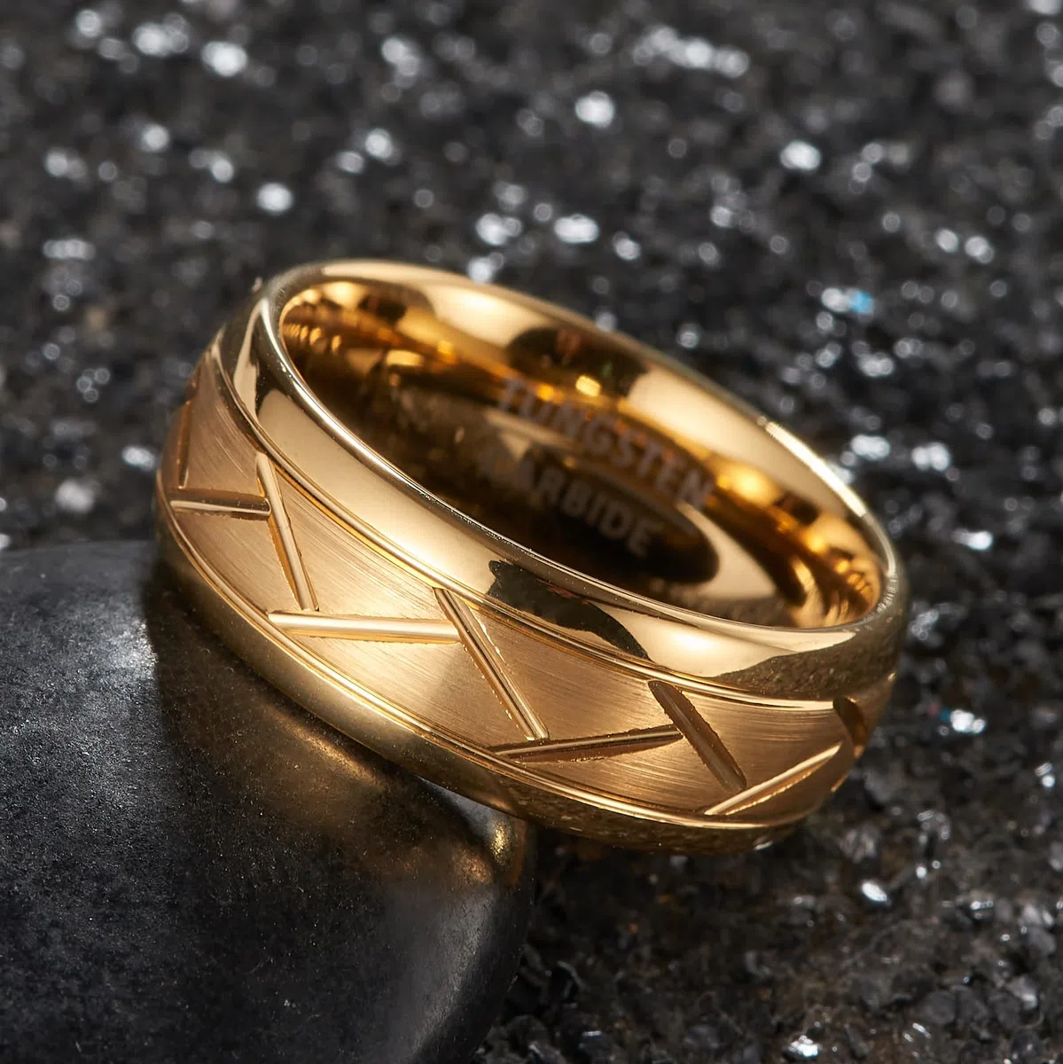 1 anello alla moda in tungsteno Y2K per uomini e donne, con una larghezza di 8 mm, adatto per l'uso quotidiano su fedi nuziali per coppie, feste, vacanze, compleanni e anniversari