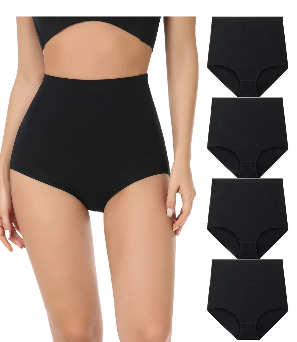 wirarpa Mutande Donna Cotone Vita Super Alta Slip Donna Mutantina Elastiche Culotte Piena Copertura Pacco da 4