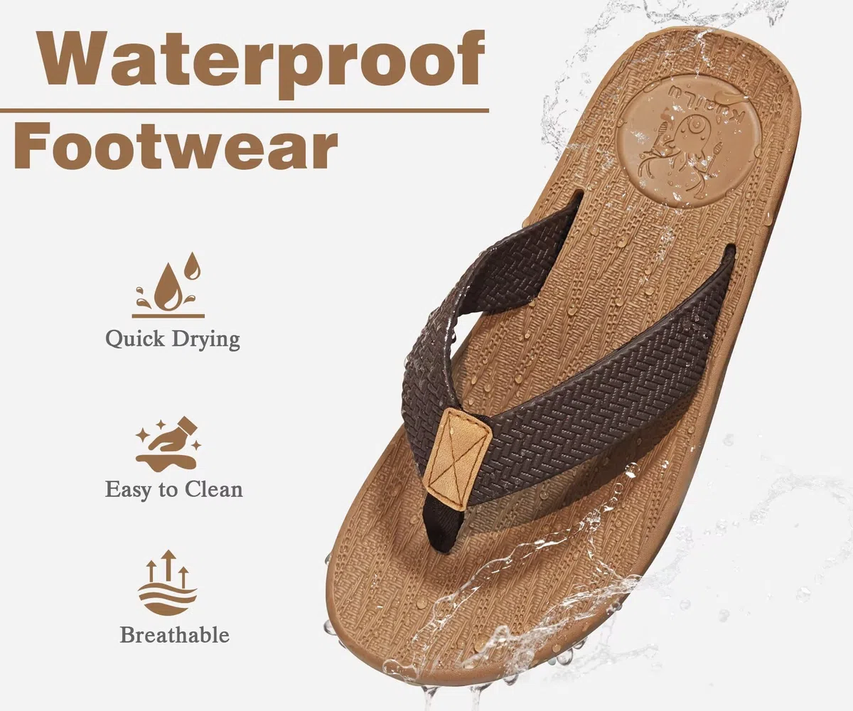 KuaiLu Infradito Uomo Estive Morbide Pelle Ciabatte Comode Arch Support Spiaggia Piscina Sandali Cuoio Mare Leggere Antiscivolo Gomma Suole