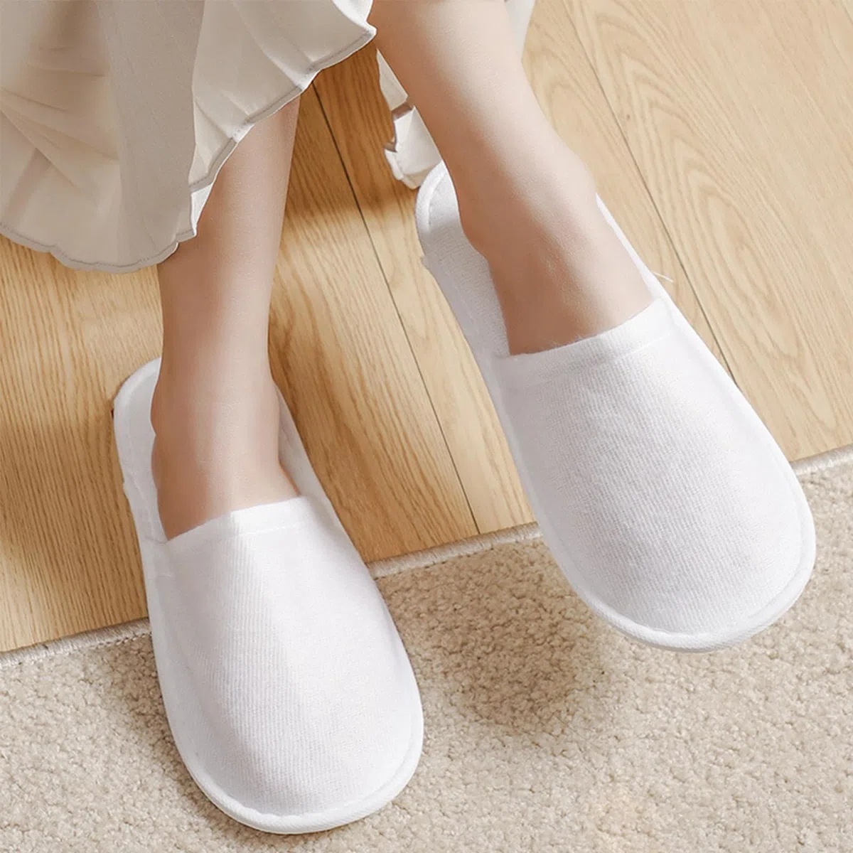 Pantofole Hotel - Ciabatte Ospiti in Spugna con Suola Antiscivolo, Set Monouso Unisex per Albergo Casa Viaggio Bagno, Taglia Unica, 12 Coppia