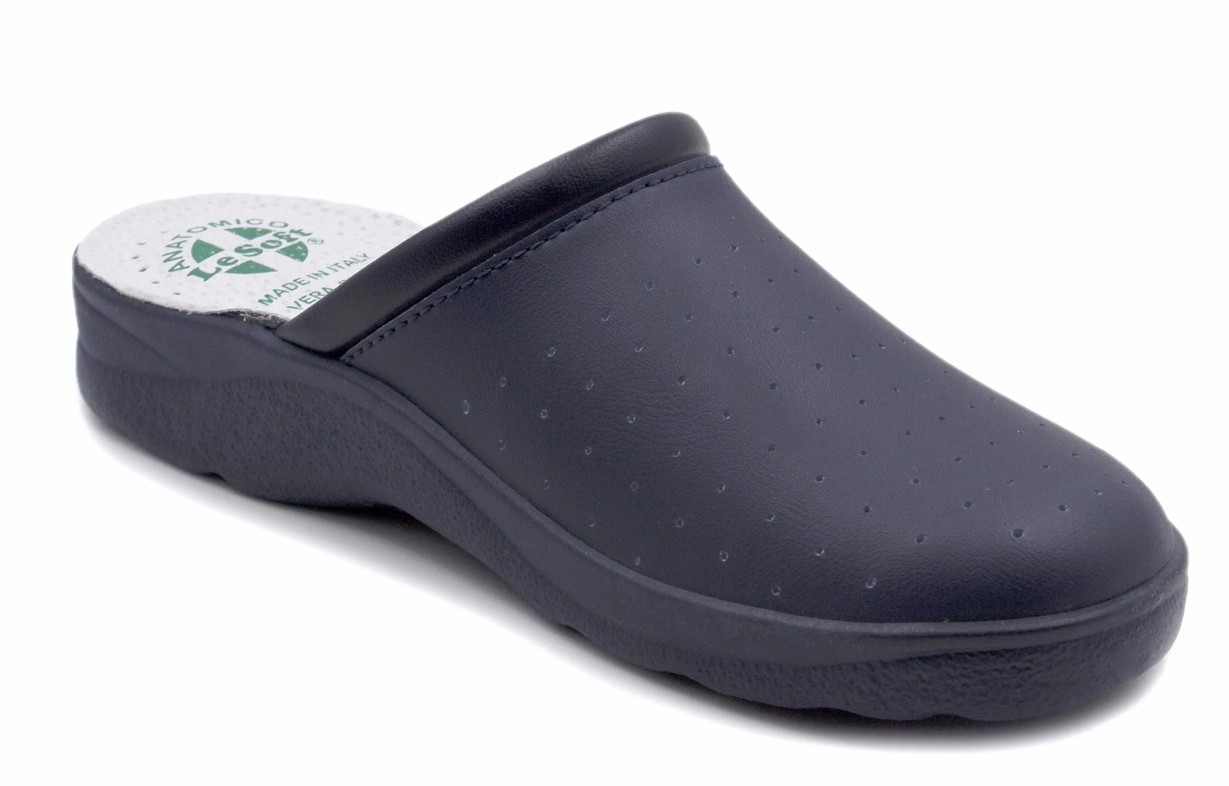 Poligono Ciabatte Sanitarie Anatomiche Uomo e Donna, Scarpe Pantofole Ortopediche Confortevoli con Tomaia in Vera Pelle Traforata, MADE IN ITALY
