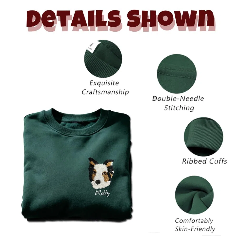 Felpa Personalizzata con Cappuccio - Ricamata con Foto Animali Domestici + Nome | Regalo Perfetto per Coppie, Fidanzati, Fidanzate, Regali di Natale