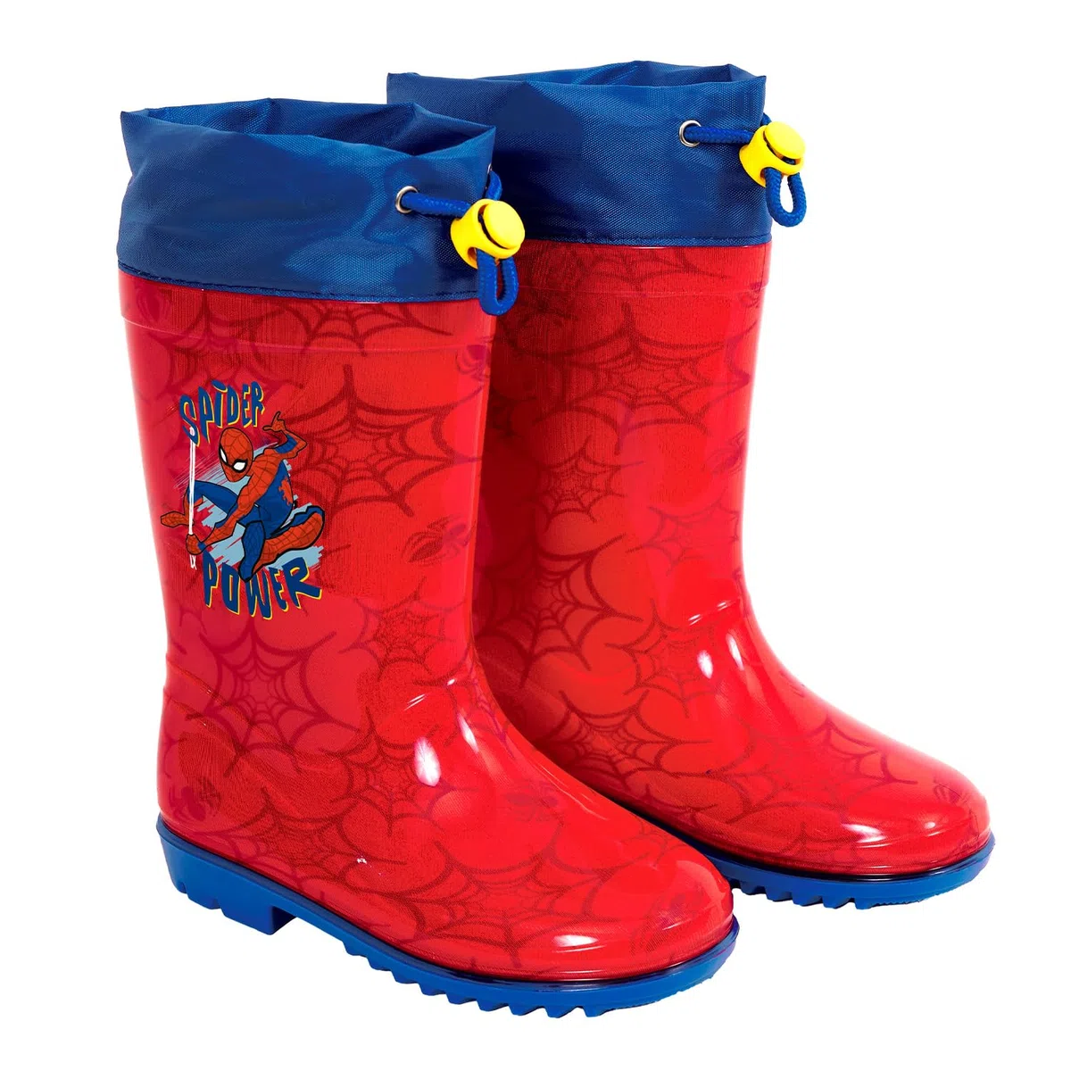 PERLETTI Stivali Pioggia Bambini Uomo Ragno - Stivaletti Impermeabili Spider Man Blu con Bordo Rosso - Galosce Bambino Spiderman con Suola Antiscivolo e Chiusura a Coulisse