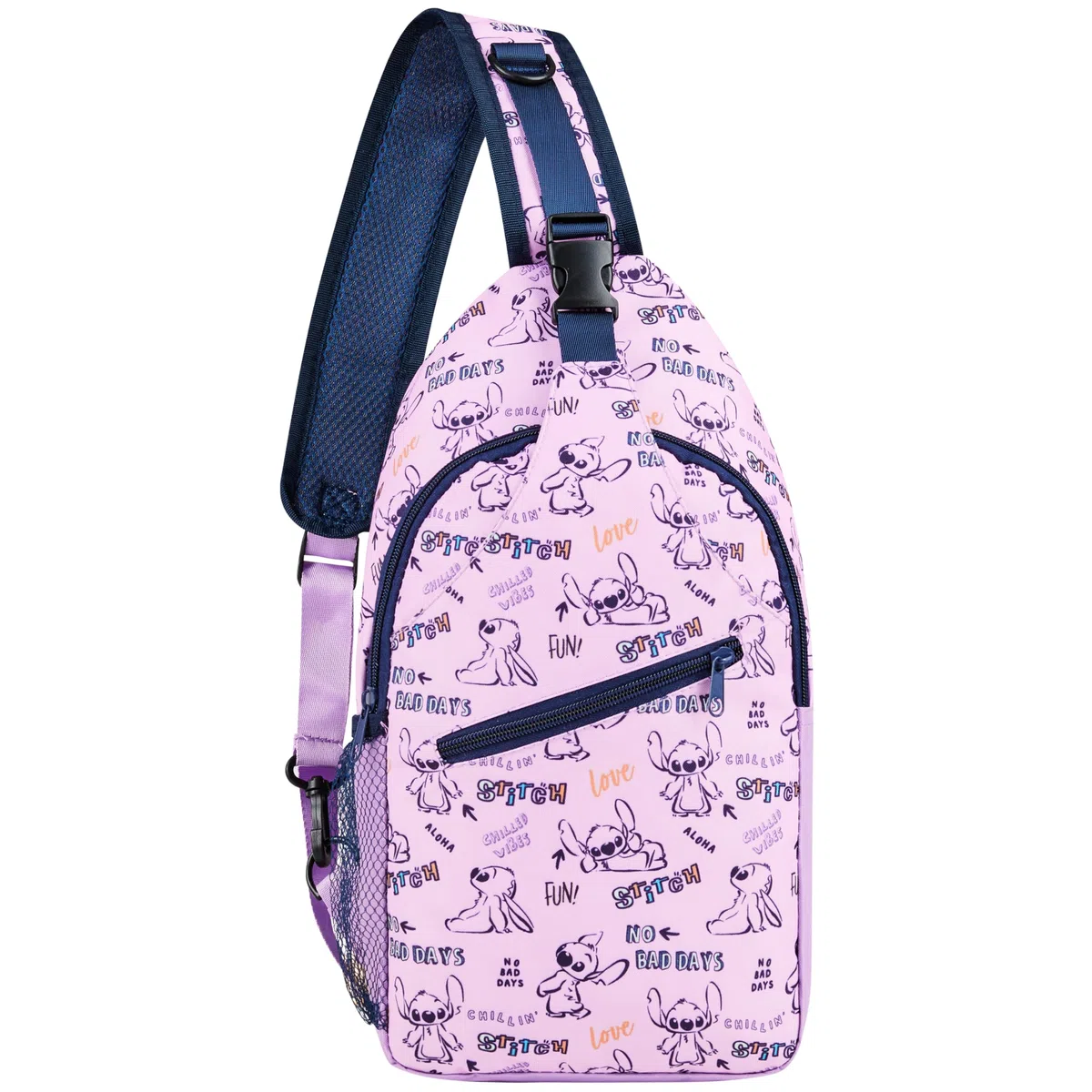 Disney Stitch Borsa Tracolla Bambina, Zaino Monospalla Sling Bag Casual, Borsetta Ragazza con Multitasche e Chiusura Zip