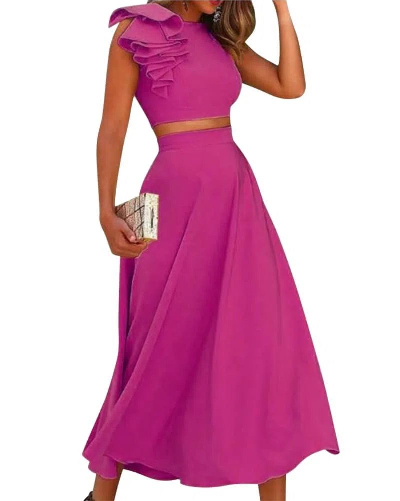 ORANDESIGNE Completo Donna Elegante Tailleur Cerimonia Curvy Set Coordinati Gonna E Top Completino Estivo Due Pezzi Costume Casual Outfit da Ufficio Abbigliamento Tuta Streetwear