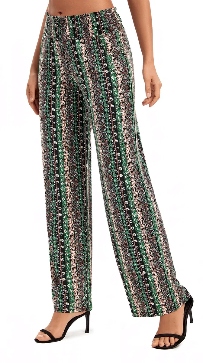 EXCHIC Donne Gamba Dritta Sciolto Boho Yoga Pantaloni Casual Elastico Vita Pantaloni con Tasche