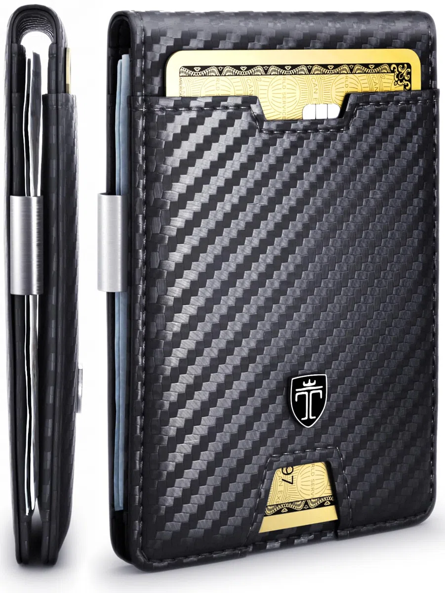 TRAVANDO ® Portafoglio Uomo con Clip per Contanti LONDON - 8 Tasche per la Carte - Porta carte di credito - Protezione RFID - Regalo perfetto per gli Uomini - Confezione Regalo