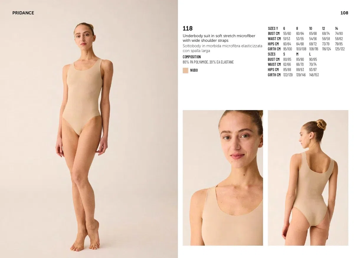 Etoile Sottobody Elasticizzato Modello a Canotta con Spallina Larga per Pridance 118 Ginnastica Ritmica Scollo Tondo Anteriore e Posteriore Ballo Danza Relax Esibizione