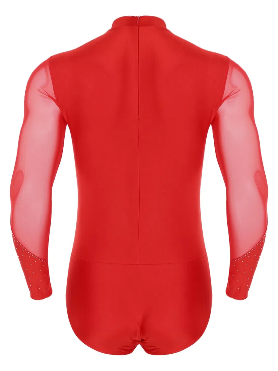 dPois Uomo Body da Ballo Latino Americano Tango Body Danza Classica Standard Moderna Manica Lunga Balletto Leotards Costume Danza Samba Rumba Salsa Prestazioni