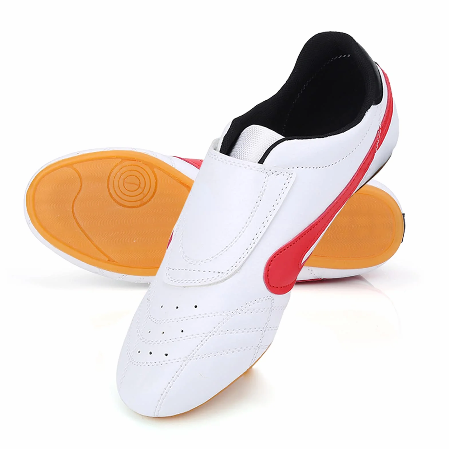 Scarpe da Taekwondo Unisex Traspiranti Boxe Kung Fu Tai Chi Sport Scarpe da Palestra Scarpe Leggere per Bambini Adulti(36-Bianco e Rosso)