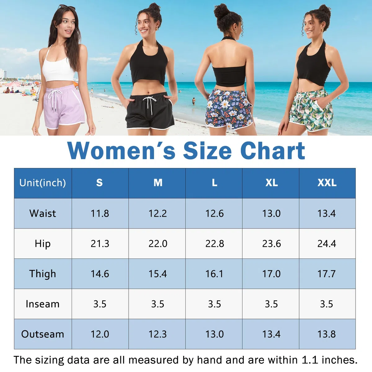 riemot 2 Paia Pantaloncini Costumi da Bagno Donna Pantaloni Corti Spiaggia Asciugatura Rapida Estivi Sportivi Shorts con Tasche Perfetti Pantaloncino Piscina per Mare Corse Palestra‌