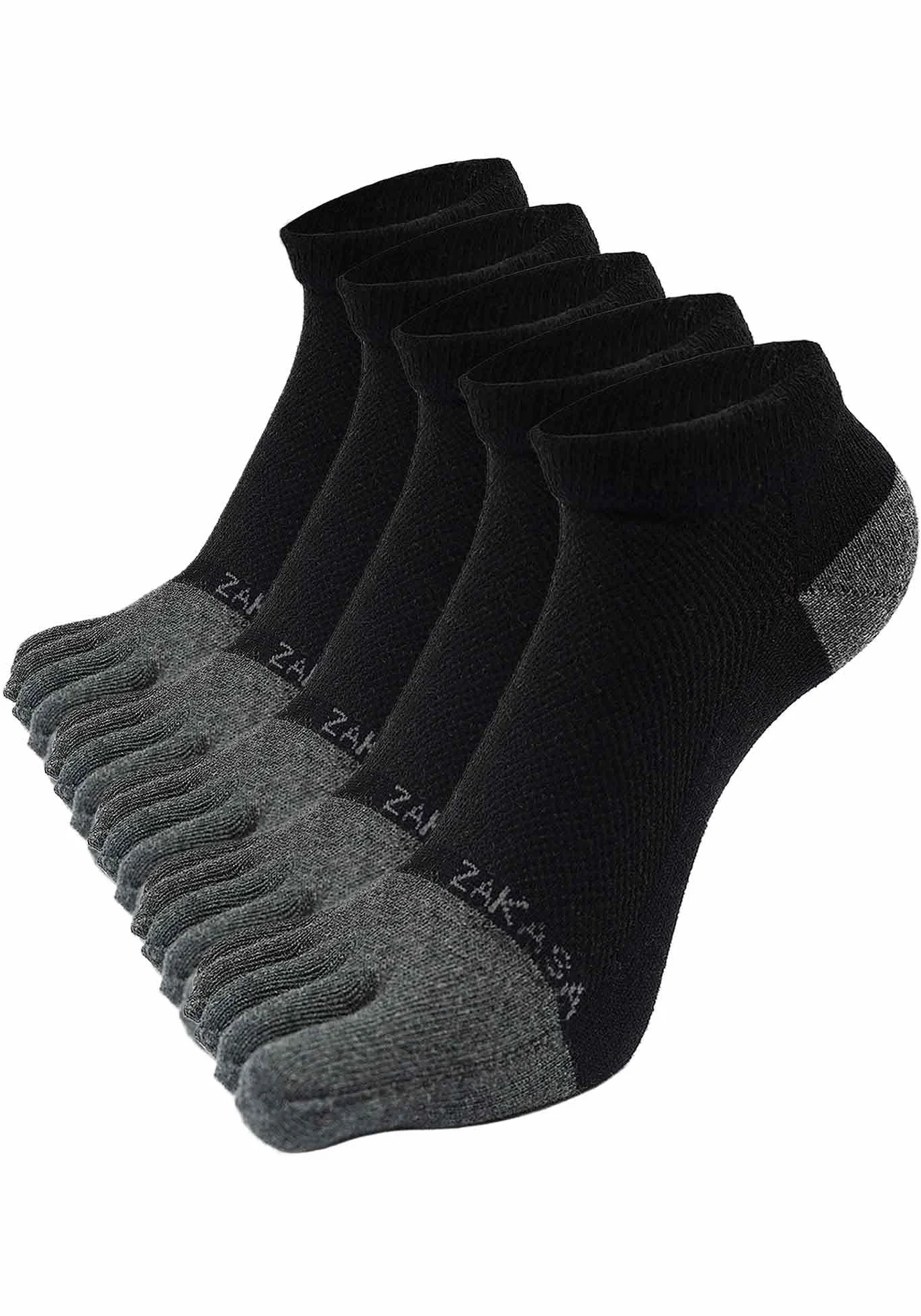 ZAKASA Calze Con Dita Uomo Sportivi: Cotone Calzini con Cinque Dita Calzino Corti 5 Dita Separate Traspiranti calzetti Five Finger per Running Fitness Sport 5 Paia