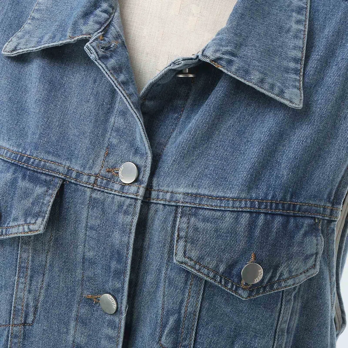 Gilet lungo in jeans, da donna, senza maniche, oversize, boyfriend, denim, per la transizione, per il tempo libero, estivo, per il tempo libero
