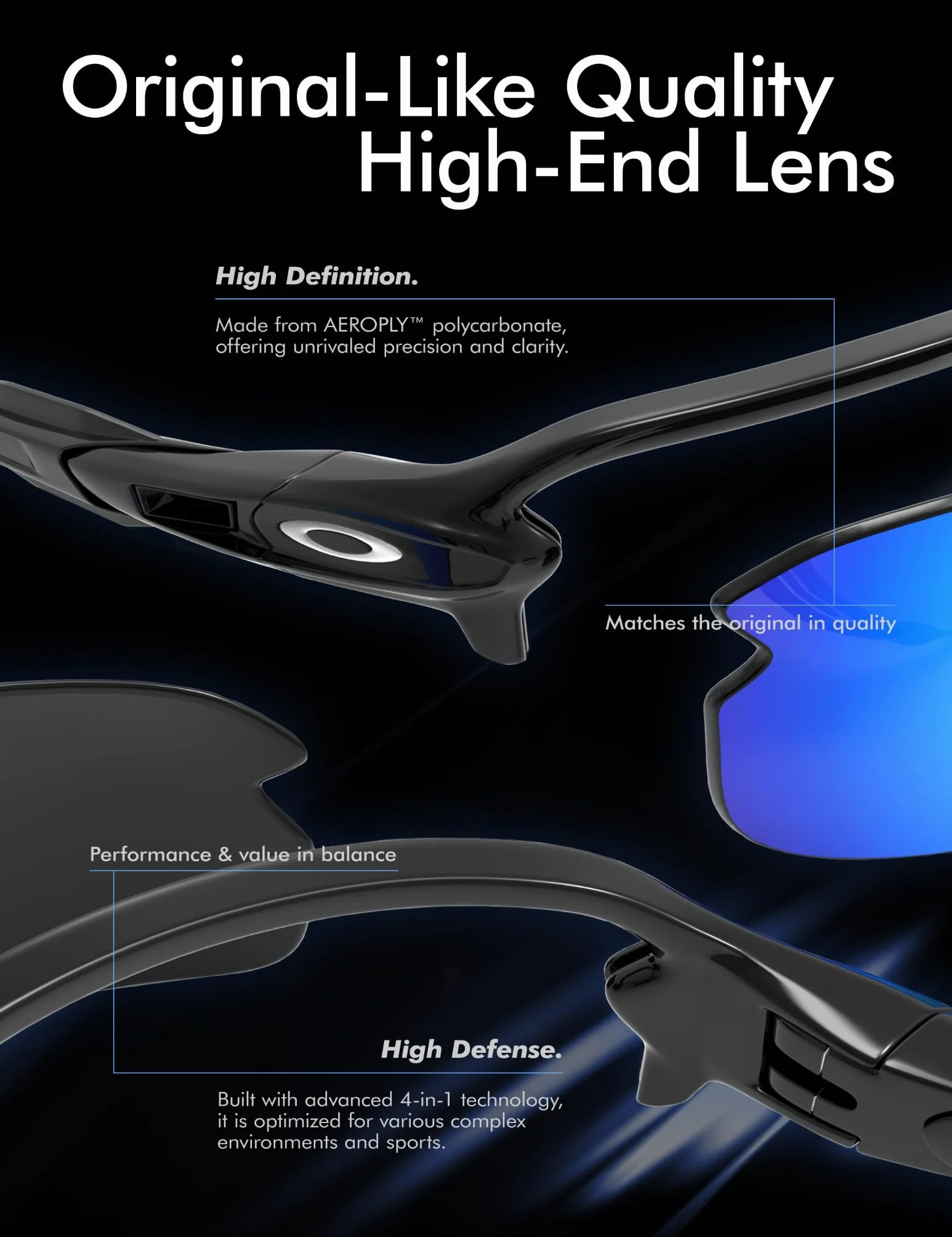 Saucer Lenti di ricambio premium e naselli per occhiali da sole Oakley Turbine XS OJ9003