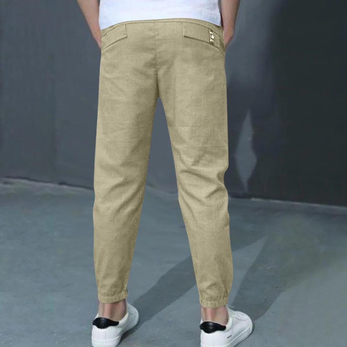 Confezione da 2 pantaloni in lino estivi classici alla moda pantaloni chino con coulisse, pantaloni sportivi leggeri, casual, tinta unita, uniforme scolastica, età 3-13 anni